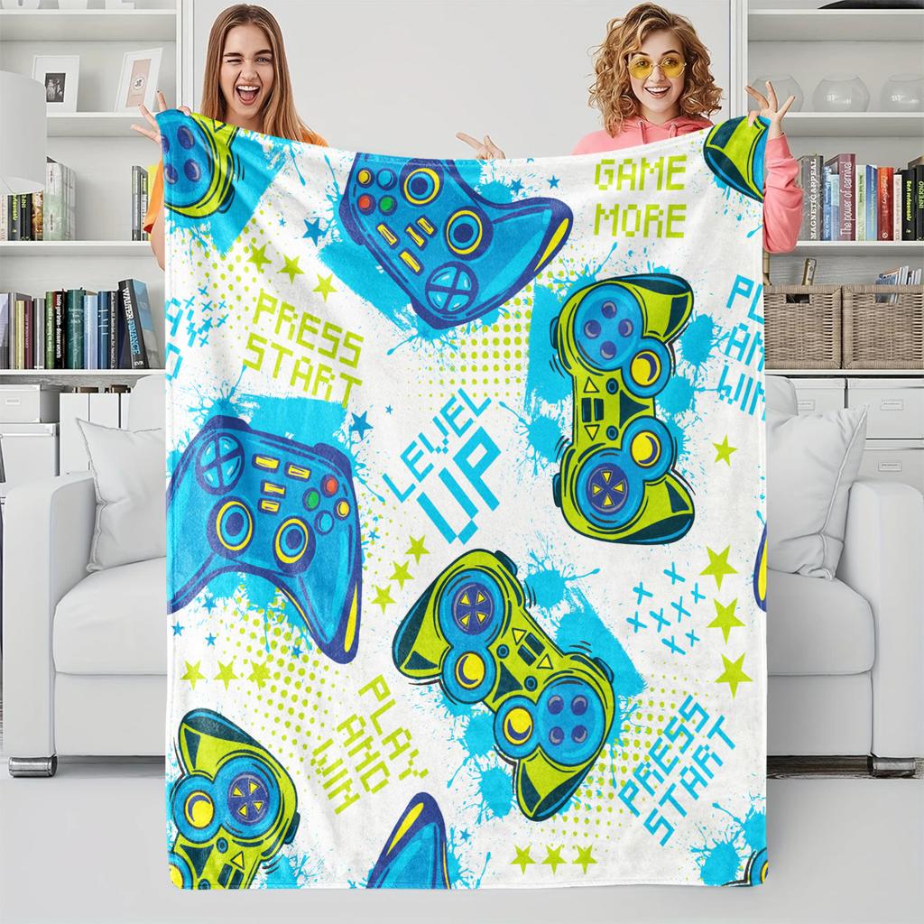 Gamepad-Bedruckte Kuscheldecke Weiche und Gemütliche Plüsch-Überdecke Bettdecke Nickerchen-Decke Perfektes Geschenk für Videospiel-Liebhaber