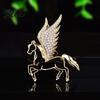 Mythology Inspired Brooch Horse Rhinestones-Encrusted Flying Pin Three-Dimensional Luxury Design