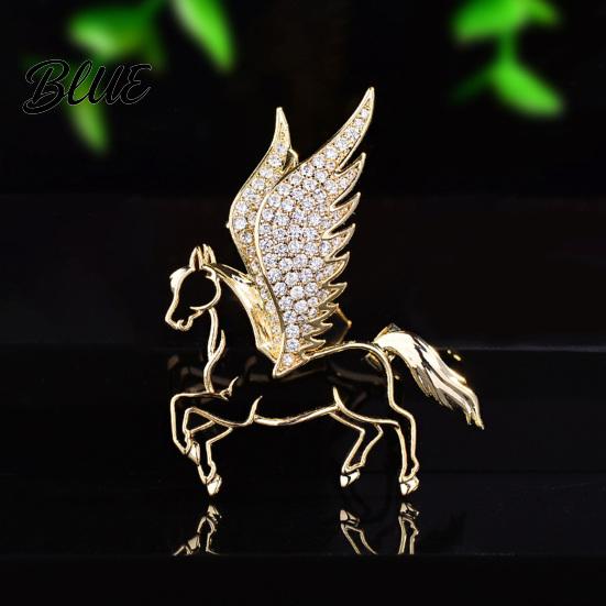 Mythology Inspired Brooch Horse Rhinestones-Encrusted Flying Pin Three-Dimensional Luxury Design