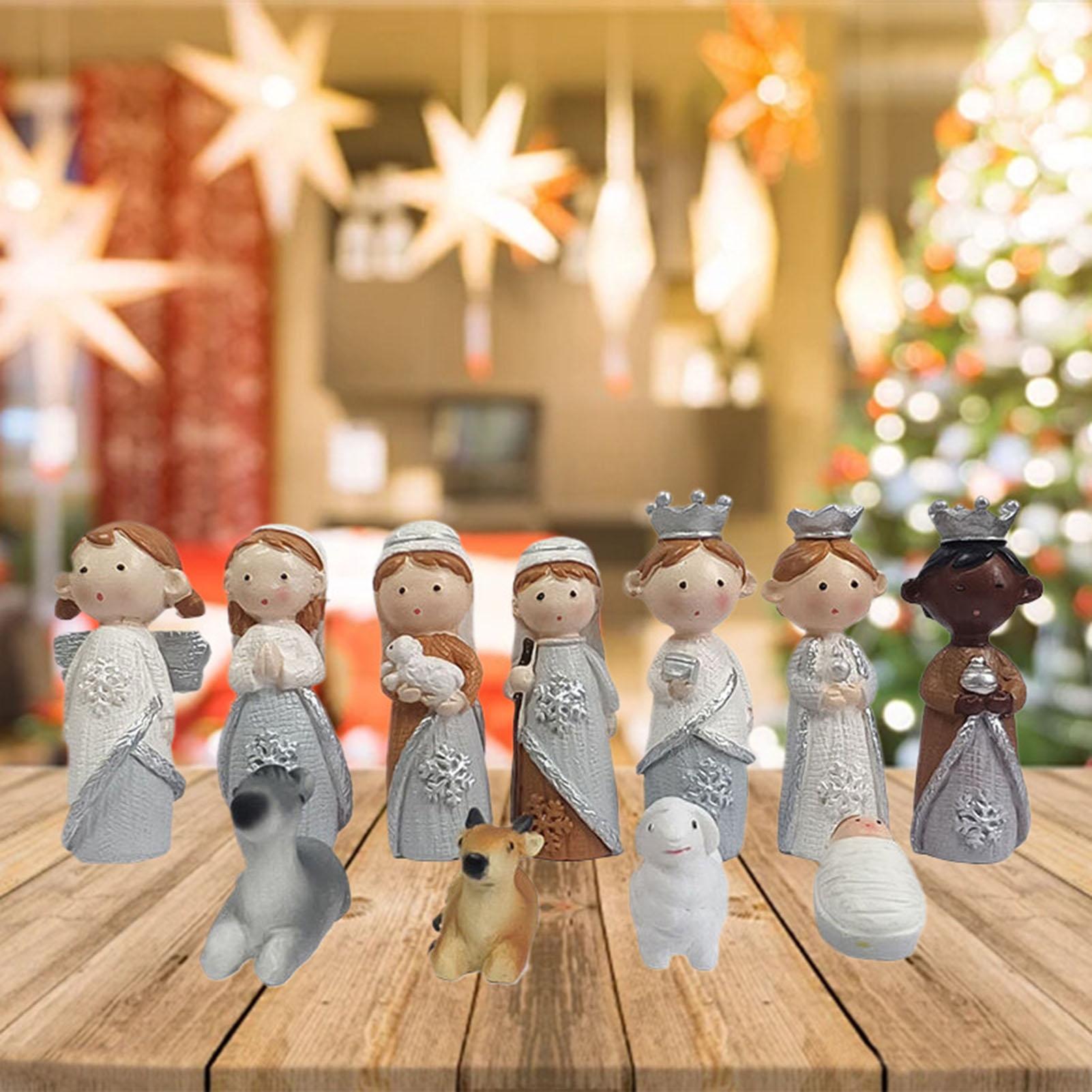 Christmas Nativity Scene Set Resin The Birth Of Jesus Decor Resin Craft Statue Nativity Scene Indoor For Desk Desktop Shelf CN