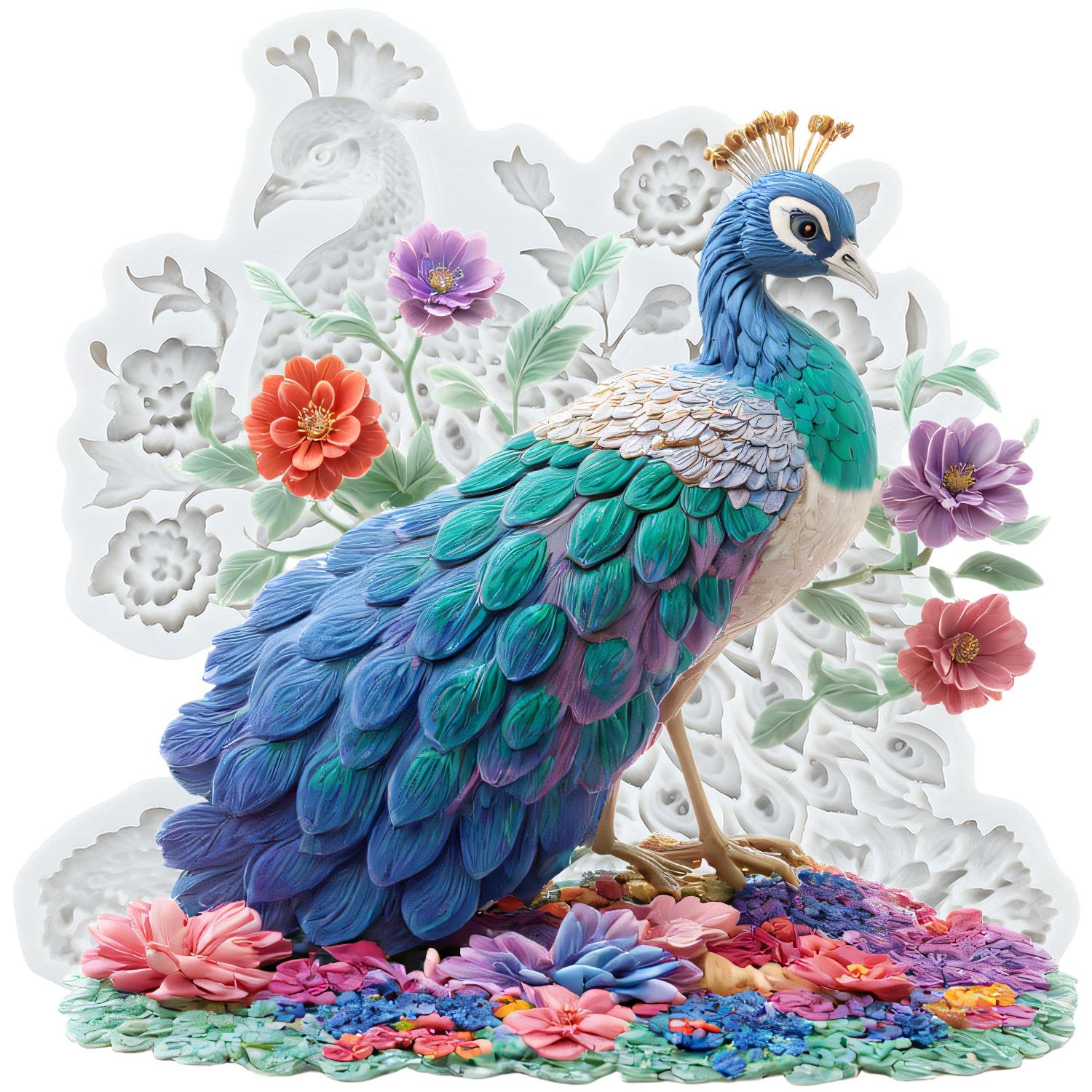 

Формы из силикона «Павлин» Форма для мастики «Павлин» Инструменты для украшения торта Топпер для кекса Конфета Шоколад Паста из жевательной резинки серый