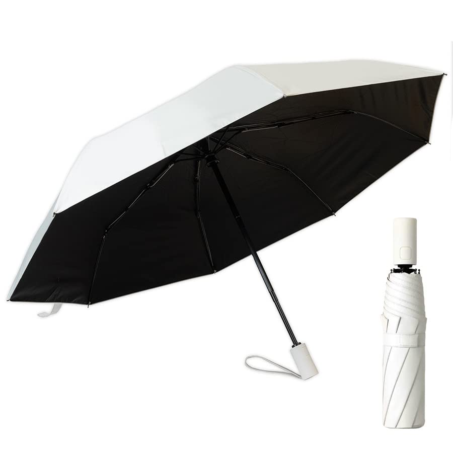 Infinity Folding Sun and UV Strong Wind Super Full Light Storage Pouch Included [Latest] Men's Parasol, Rain, White, Protection, Protection, Durable,