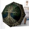 Paraguas Árbol de la Vida - Diseño de Nudo Celta con Apertura/Cierre Automático, Paraguas Plegable Compacto, Elegante Patrón de Nudo Celta en