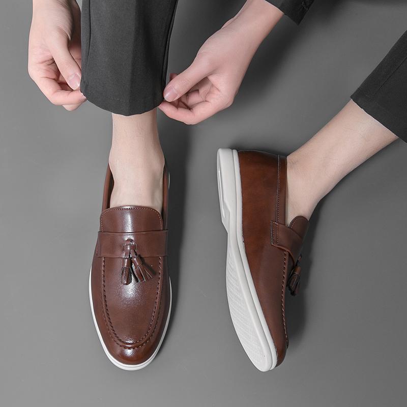 Witte Leren Schoenen Voor Mannen Klassieke Slip-On Leren Loafers Mannen Comfortabele Casual Zakelijke Schoenen Heren Formele Schoenen