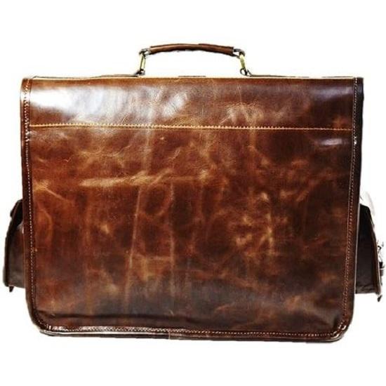 16 inch Leather Messenger Bag Brown Vintage Satchel Genuine Laptop Computer Office Shoulder Handmade Briefcase for Men