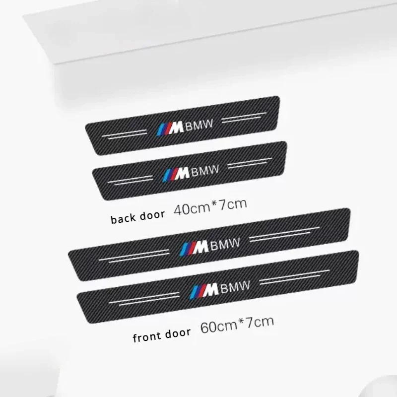 

4P/Set Car Stickers Carbon Fiber Decal Door Sill Scuff Plate Covers For BMW M M3 M5 E90 E91 E60 F10 F30 Car Threshold Decor Trim