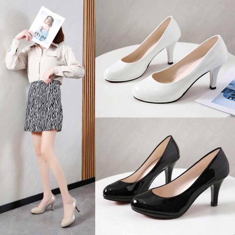 Fashion 2024 High Heels Shoes Women White Wedding Shoes Thick High Heels Fashion Party Pumps Footwear Yellow Red Big Size 35-41