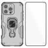 For iPhone 16 Pro Max Phone Case WANLONFENG PC TPU Back Cover Kickstand with Tempered Glass