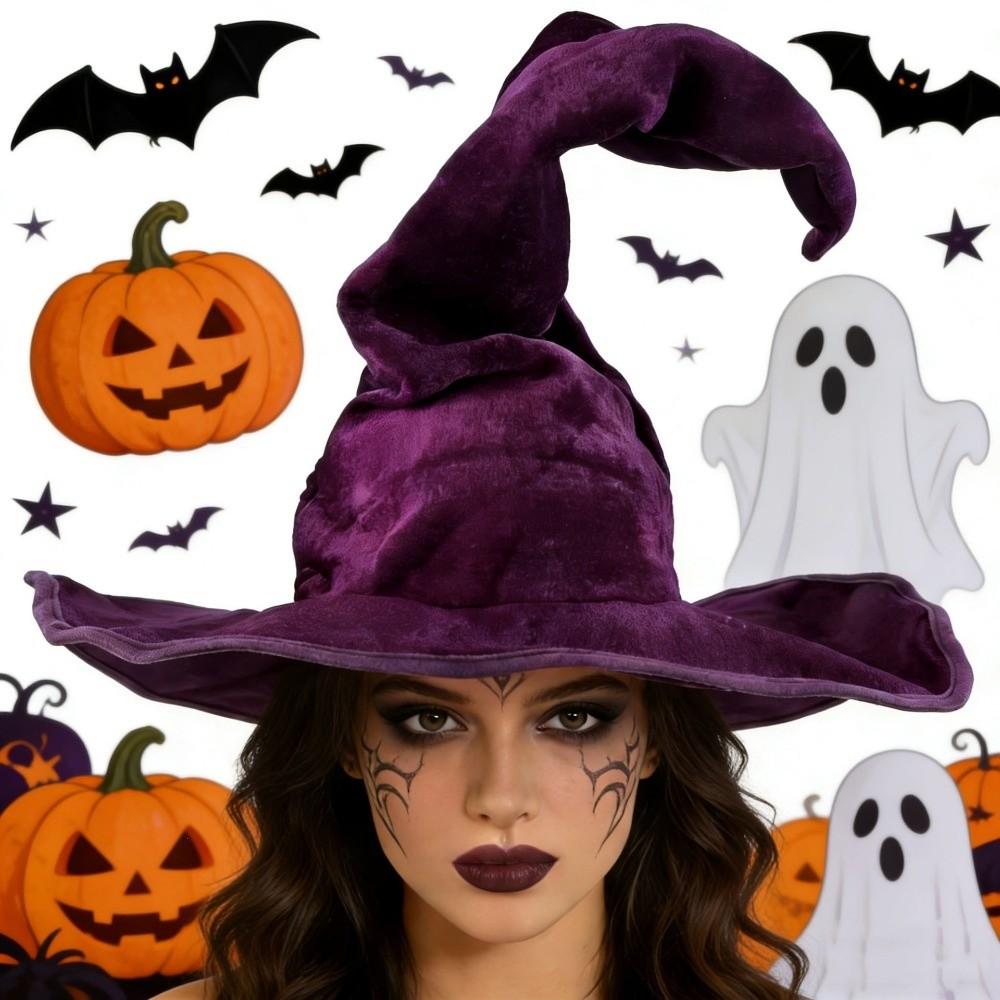 Tall Pointed Cone Top Halloween Wizard Hat Large Wide Brim Pointed Mage Hat Halloween Party