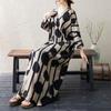 2025 Dame Pluss Størrelse Vår Lang Kjole Løs Basic Trykk Vintage Casual Blomstret Oversize Langermet Maxi