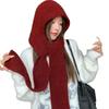 Gray Thickened Hat Scarf All In One Warm Knitted Hat Women's Autumn and Winter Ear Protection Balaclava Woolen Hat