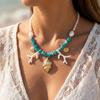 Boho Baroque Imitation Pearl Necklace For Women Starfish Conch Coin Pendant Charm Choker Beach Party Vacation Jewelry Gift