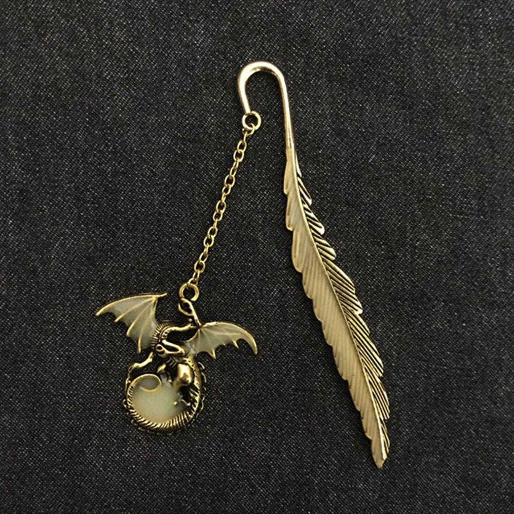 Stationery Pendant Dragonflies School Bookmark Luminous Bookmark Feather Bookmarks Metal Bookmark