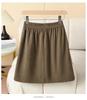 Plus Size Women's Irregular Pleated A-line Skirt with High Waist and Elastic Back - Spring/Autumn