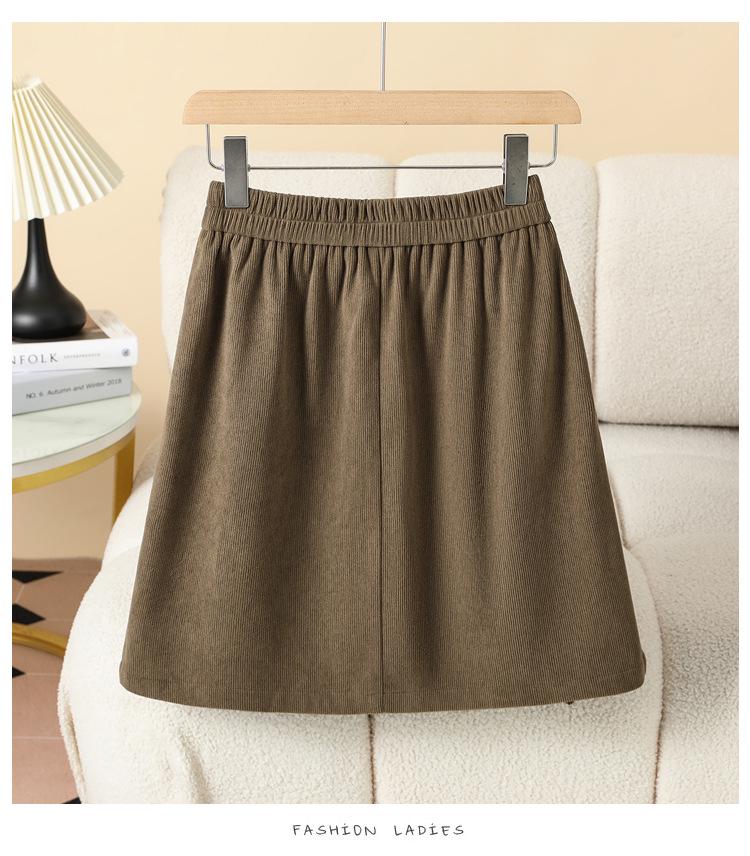 Plus Size Women's Irregular Pleated A-line Skirt with High Waist and Elastic Back - Spring/Autumn