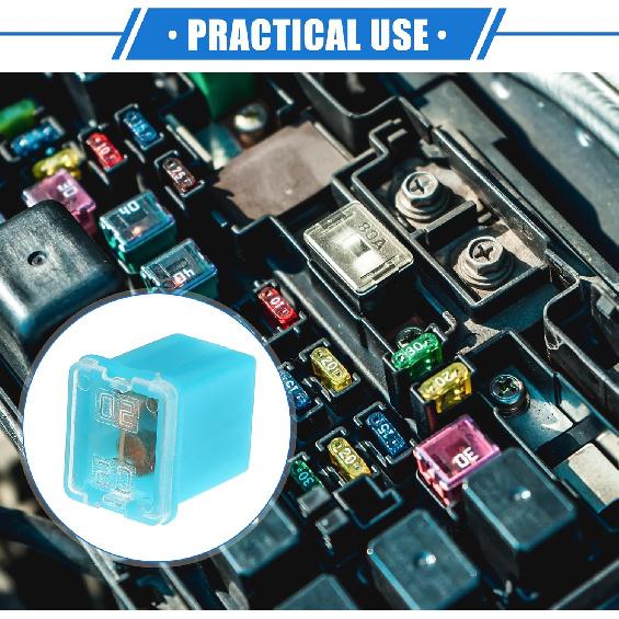 10 Pcs 20A 30A 40A 50A 60A Mini Box Shaped Fuse, Universal for Pickup Trucks Cars SUV Durable Plastic Metal Blue Pink Green Red Yellow