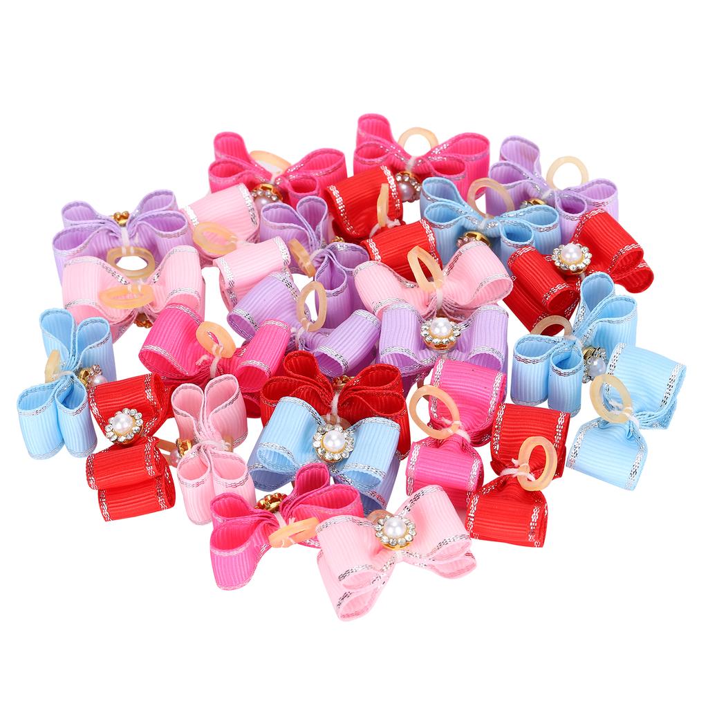 25Pcs/lot Cute Pet Dog Bow Grooming Bows Loverly Bowknot with Rubber Bands Pet Headwear