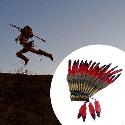 Federkopfschmuck Stirnband Häuptling Indianerhut Foto Requisiten Kopfbedeckung für Halloween