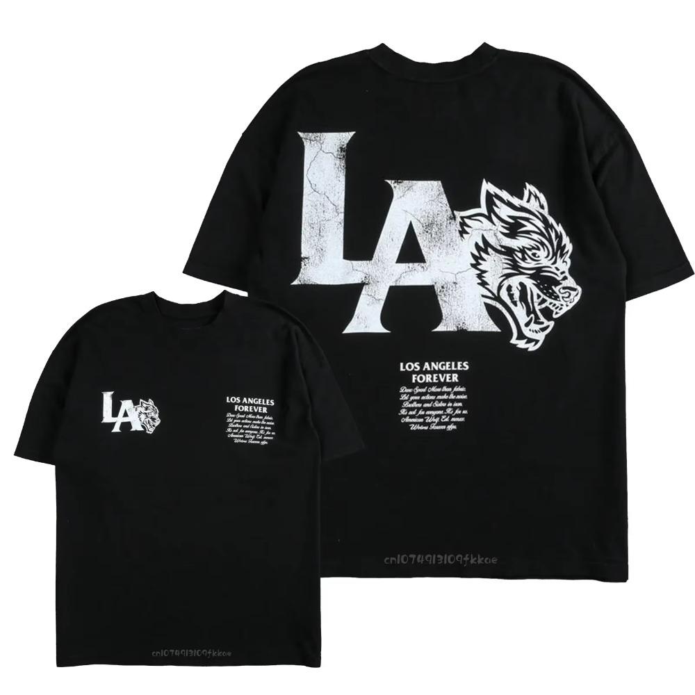 Darc Sport trička Premium Krátký rukáv Cool Wolves Grafika Zadní potisk Topy Volné Ženy Muži Trička nadměrné velikosti Harajuku Redtube