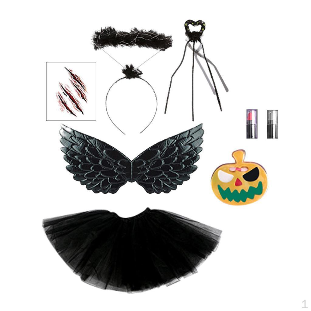 

Костюм феи для девочек, юбка-пачка на Хэллоуин, готический ангел, падший ангел, дети With Wand