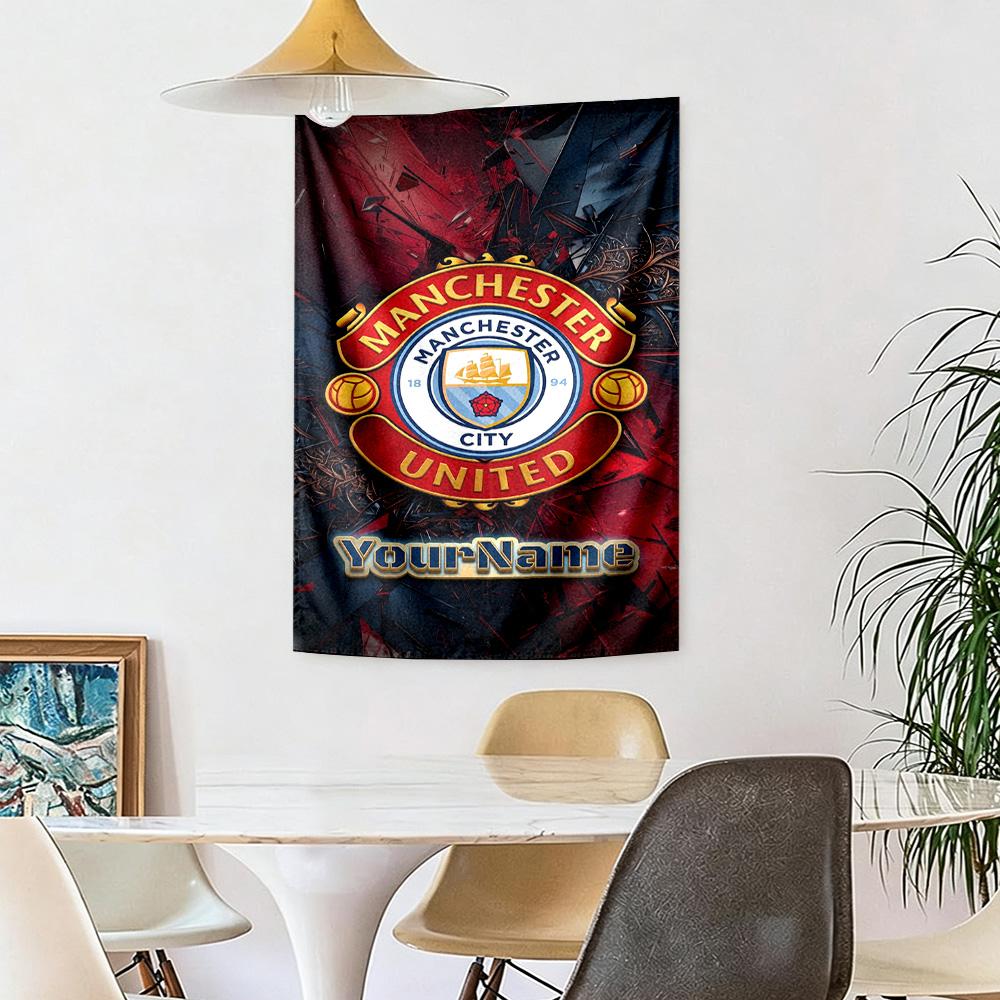 Manchester City Custom Your Name Wall Decor Tapestry Art For Pet Memorial Birthdaywedding Party Backdrop Family Gift