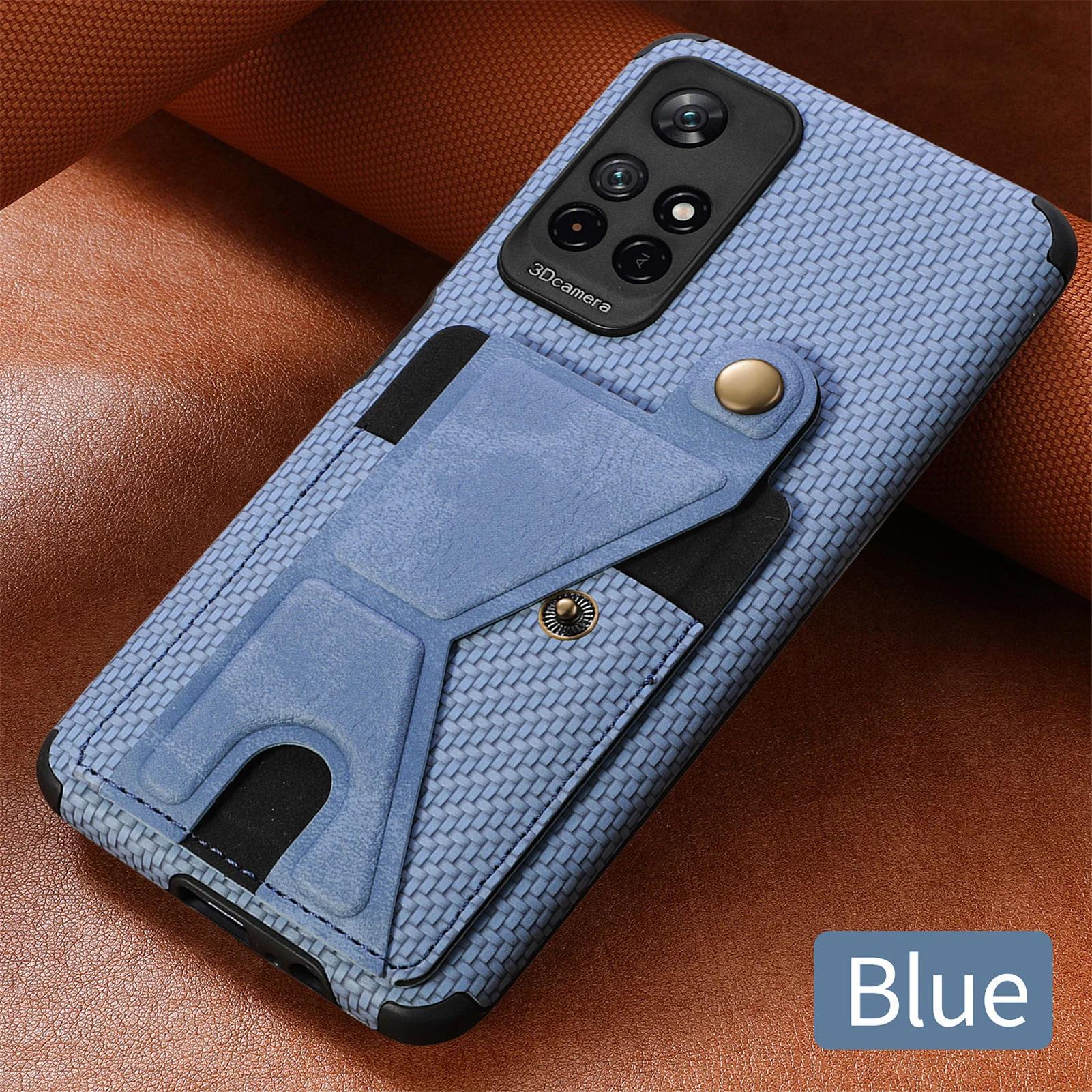 

Кошелек Флип Держатель для карт Чехол для телефона из углеволокна для Xiaomi Redmi Note 11 10 Pro 11S S Prime POCO X3 NFC Mi 11 Lite Кожаный чехол Redmi Note 11S 4G синий