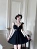 Sexy Low-Cut Spaghetti Strap Dress with Waist Cutout and Flared Mini Skirt - Nightclub Style