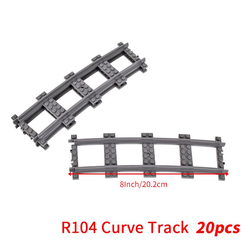 20PCS MOC City Bricks Train Flexible Construction Parts Railway Curve Track R120 Building Blocks Model Accessories Compatible