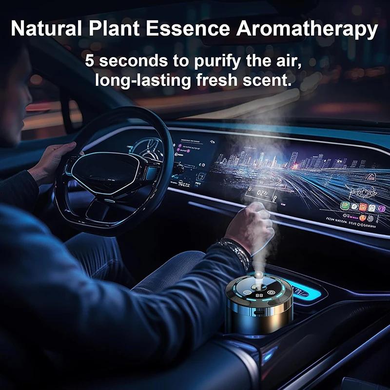 Smart Car Air Freshener Aroma Diffuser 5 Modes Rechargeable Humidifier with Digital Display Starry Light Auto Odor Eliminator