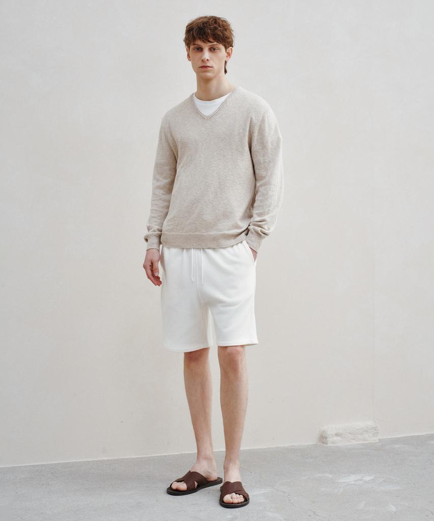 Jeilium Breeze Summer Slub V-Neck Knit Beige