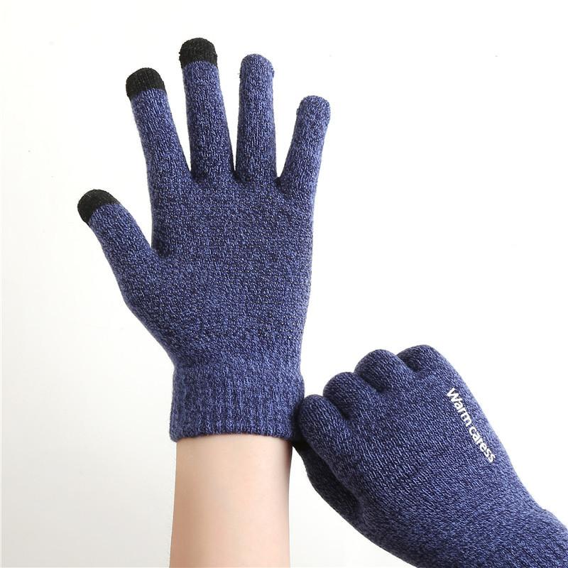 Knitted writing gloves men and women couples autumn and winter piled thickened wool to keep warm, non-slip and cold