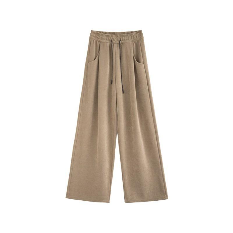 Wide-leg Pants Women's Autumn and Winter New High-waisted Loose Straight-leg Small Casual European Cotton Velvet Pants