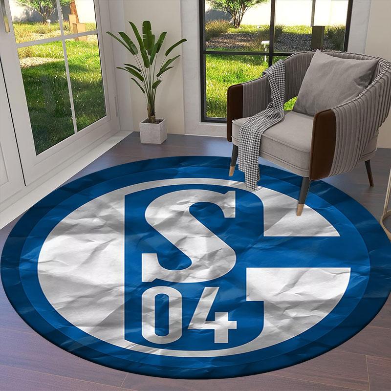 FC Schalke 04 Round Area Rug,Carpet Rug for Living Room Bedroom Sofa Playroom Decor,Non-slip Floor Mat