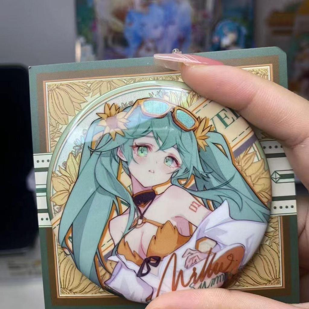 Hatsune Miku, Golden Sunflower Style Badges, Anime Brooch, Collection Decoration.