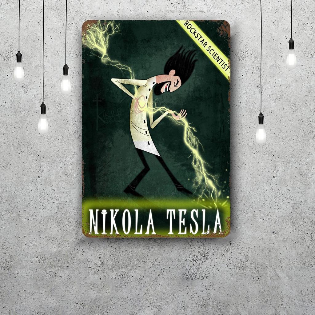 Nikola Tesla Vintage Tin Sign Home Decor Wall Decor Art Wall Mural Room Decoration Decor Retro Metal Sign Plate Bar Posters