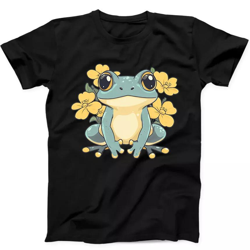 Frog Floral Cute Best Seller Funny Gift Tee Black T Shirt 302