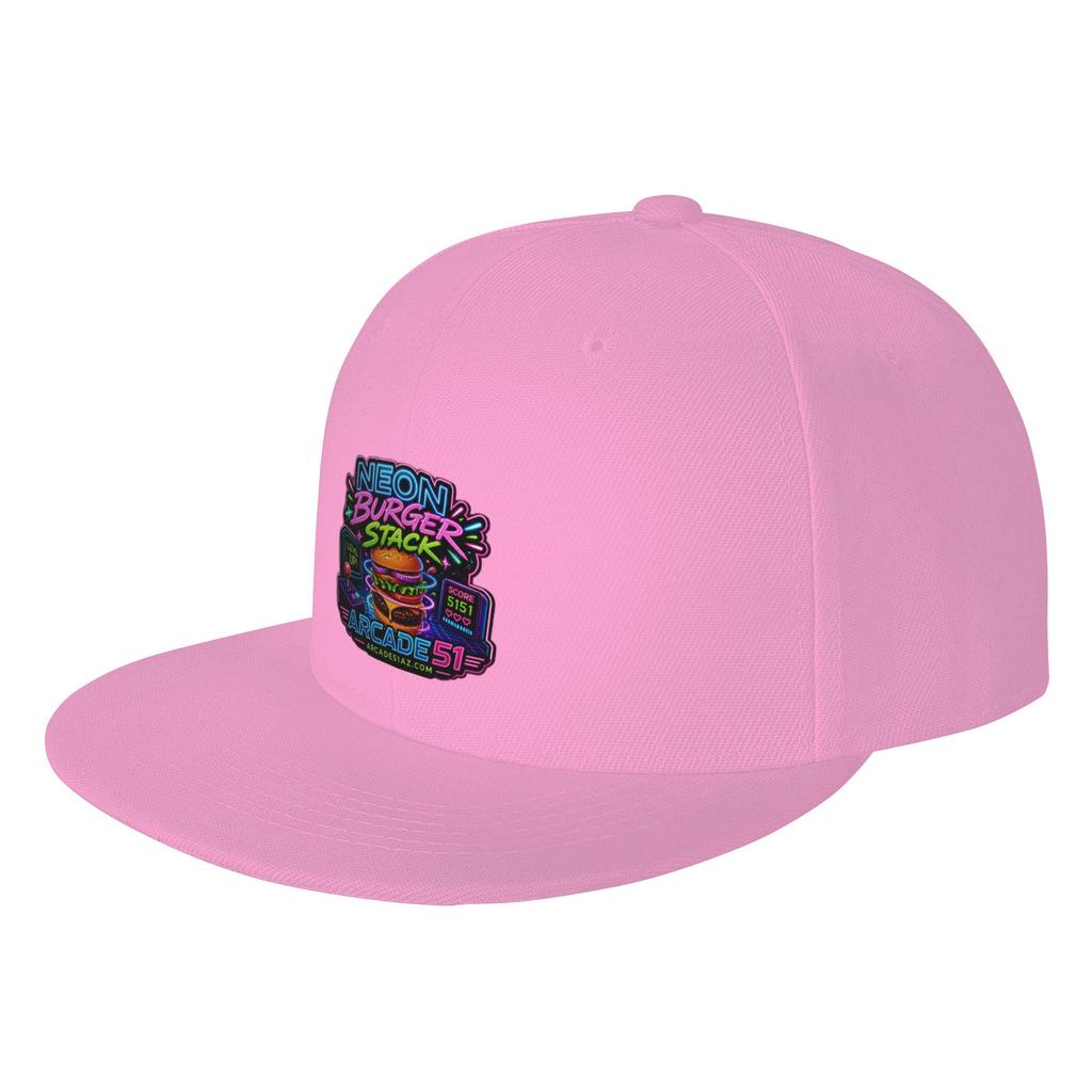 Fashion Arcade Neon Burger Stack Flat Brim Sun Hat Vintage Distressed Caps