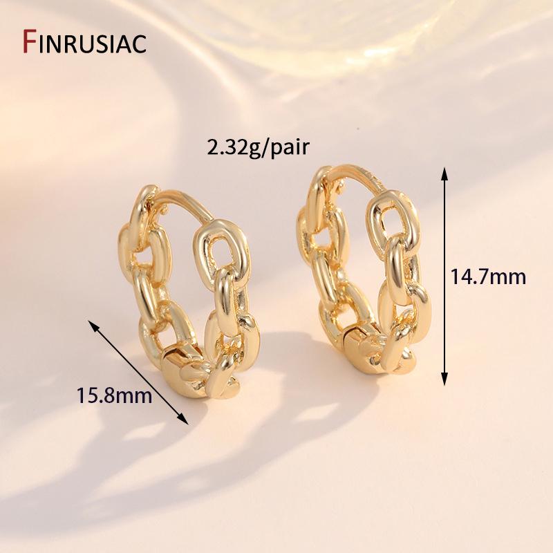 

14K Gold Plated Brass Round Huggie Hoops Earrings,Women Zircon Circle Piercing Earrings Fashion Party Jewelry Accessories 1 Pair