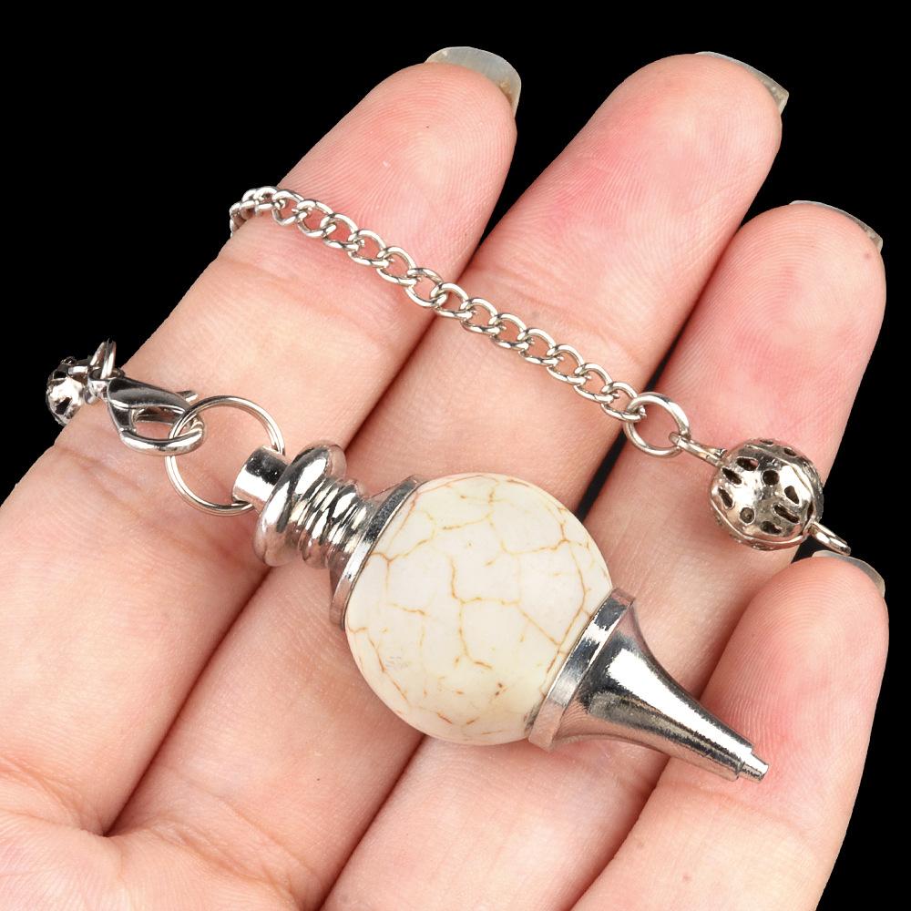 New Style Gemstone Crystal Ball Pendulum Healing Natural Stone Crystal Pendant with Chain for Decompression