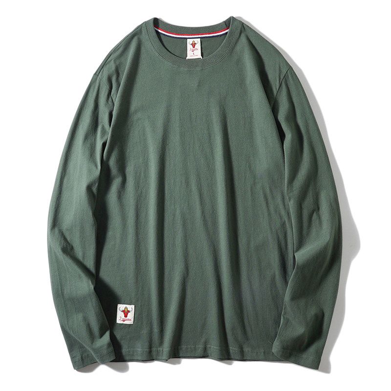 Export Tail Order T-Shirt Men's Long Sleeves Pure Cotton Autumn American Fashion Brand Bottoming Shirt Cut Label Original Order Menswear Clothing
