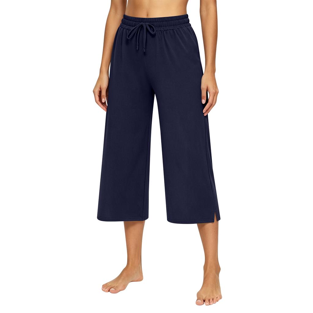 Damen High Waist Weite Hosen mit Tunnelzug und Seitentaschen, Farbe Lässige Hosen, Lockere Passform für den Sommer