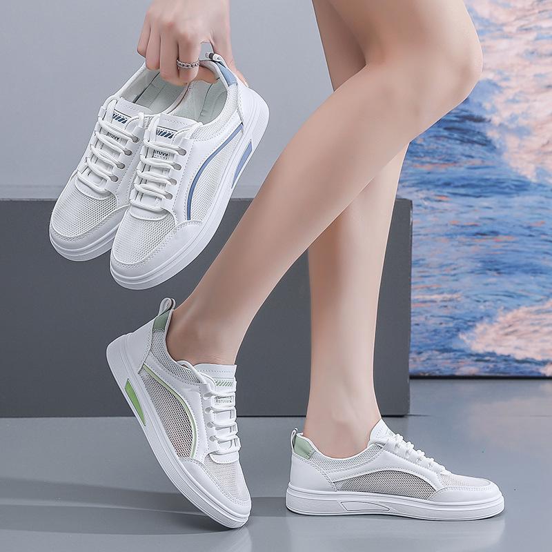 Casual sports shoes 2025 summer new mesh white shoes for women Korean version versatile student flat shoes for women