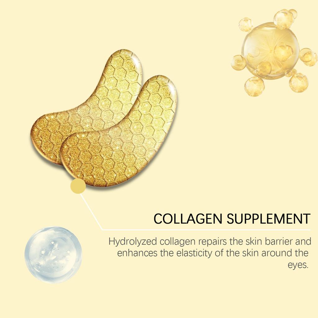 Augenklappen aus 24 Karat Gold, lindern feine Linien und Tränensäcke, entfernen Schwellungen und dunkle Augenringe, spenden Feuchtigkeit und nähren die Retinol-Kollagen-Lifting-Maske