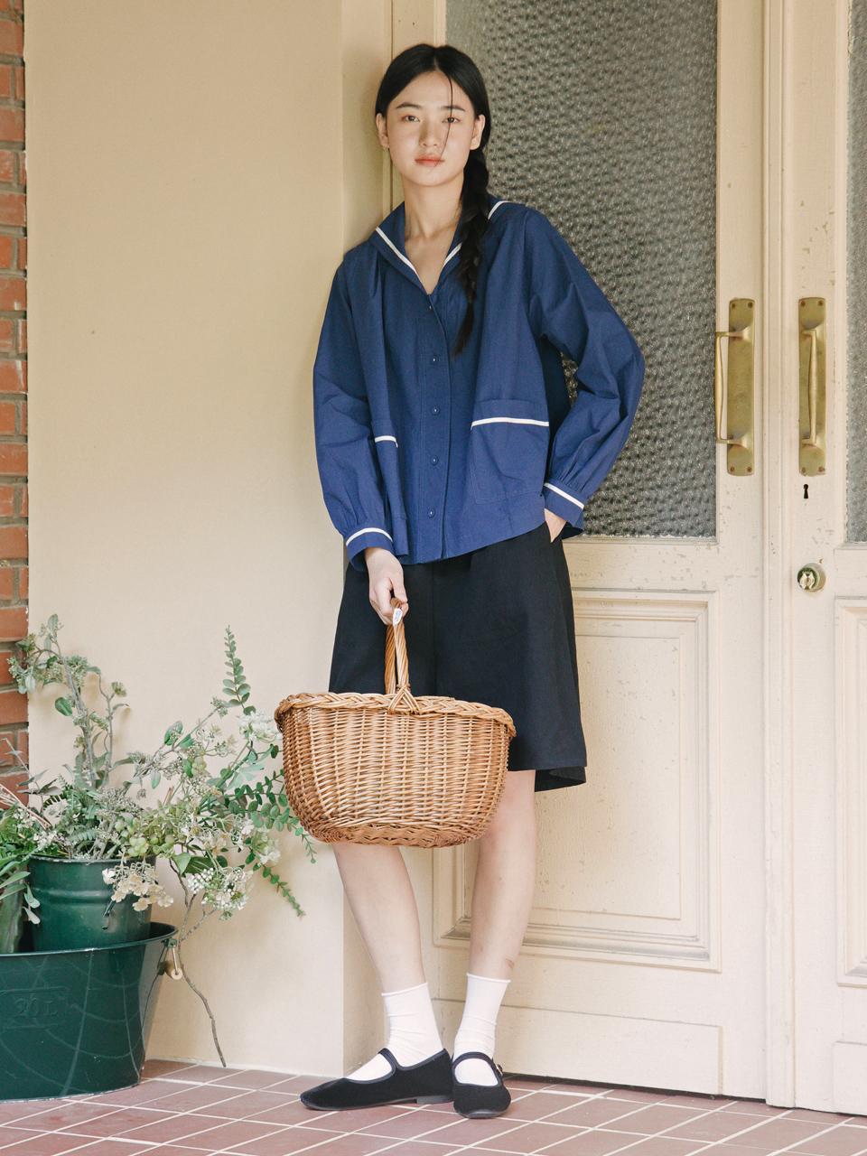 Vincent Navy Positano Sailor Blouse_Navy