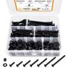 VIGRUE 1/4-20 Flat Socket Head Screw Assortment Furniture Bolts Countersunk Screws Lock Nuts Kit, Stainless Steel 18-8 (304), Black Oxide, Length