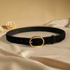 Fashion Women Skinny Belts Vintage Suede Cowhide Belt Gold Buckle Genuine Leather Belts Ladies Dress Coat Decoration Waistband