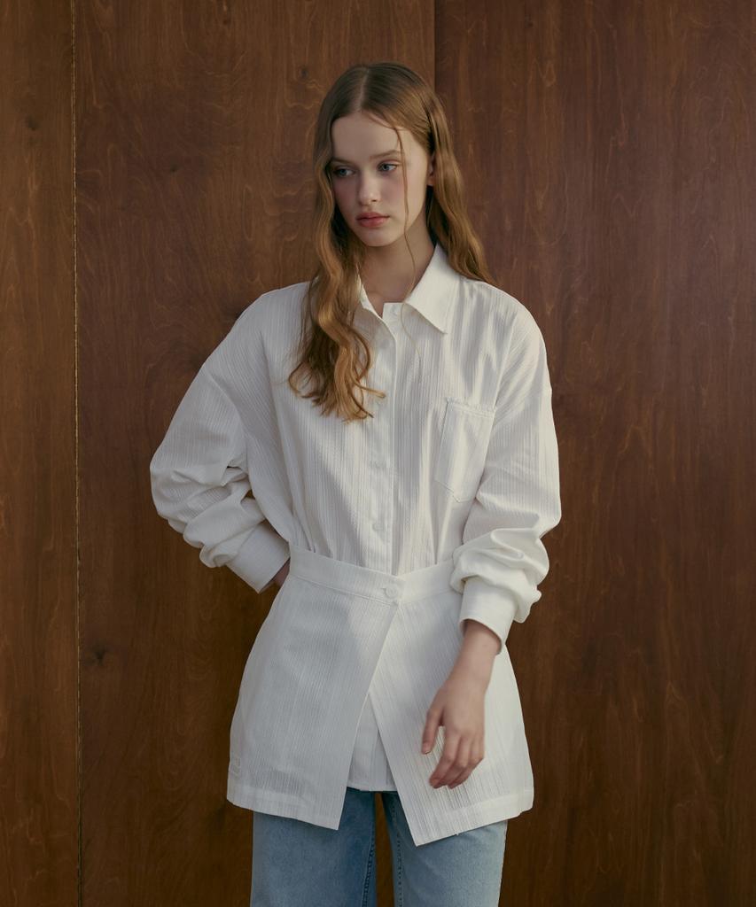 ODER Layered Lace Pocket Shirt - White