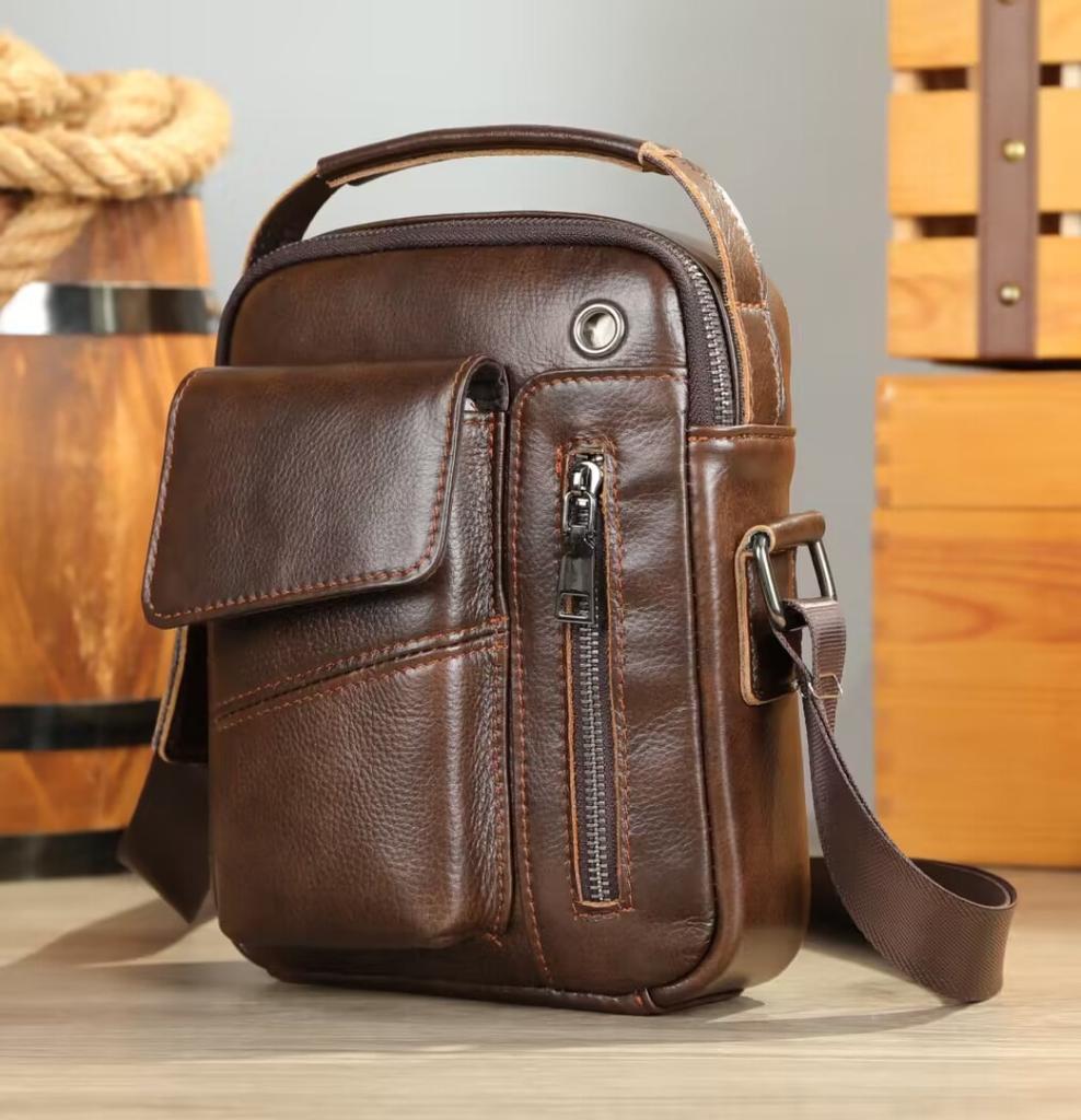 Hot Selling Top Layer Cowhide Men's Bag, Genuine Leather Crossbody Bag, High-end Fashion Business Shoulder Bag, Single Shoulder Small Bag