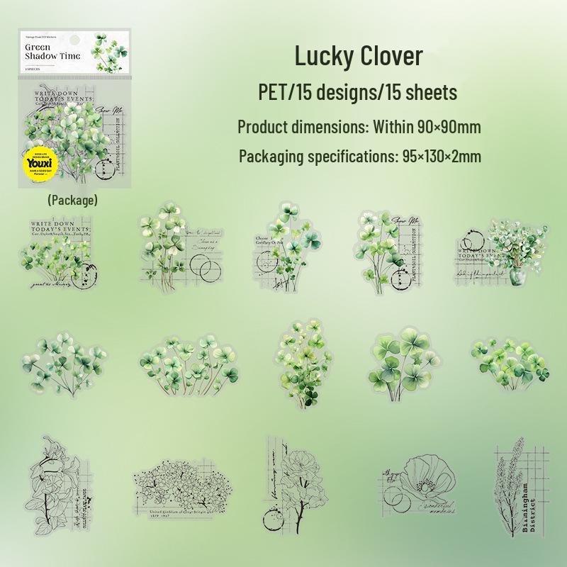 Green Shade Plant Collage PET Stickers - 6 Designs