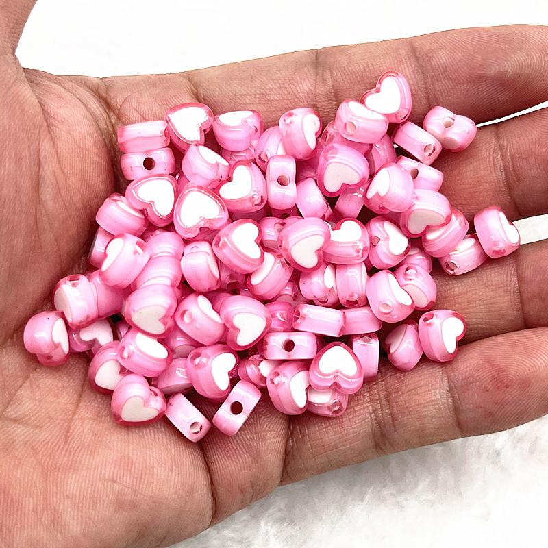 50pcs 8x4mm Love Acrylic Bead Loose Spacer Beads For Jewelry Making DIY Bracelet Accessories